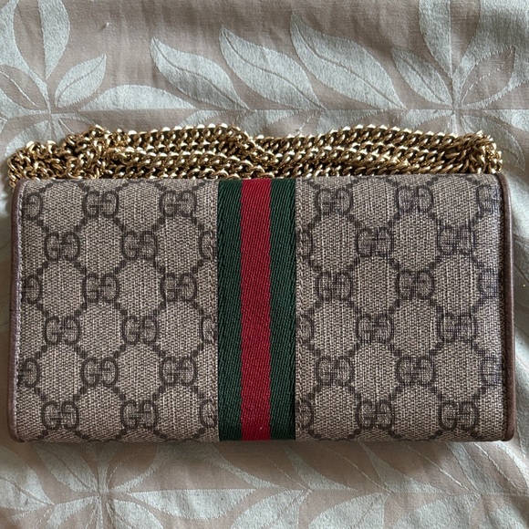 Gucci Beige and Brown Clutch with Gold Chain - Picture 4 of 5